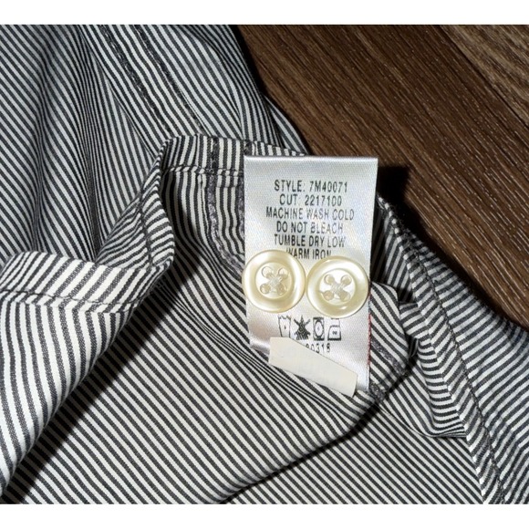 Lucky Brand Western Shirt XX Large Blue White Pinstripe Cotton Long Sleeve Snap - Picture 8 of 10